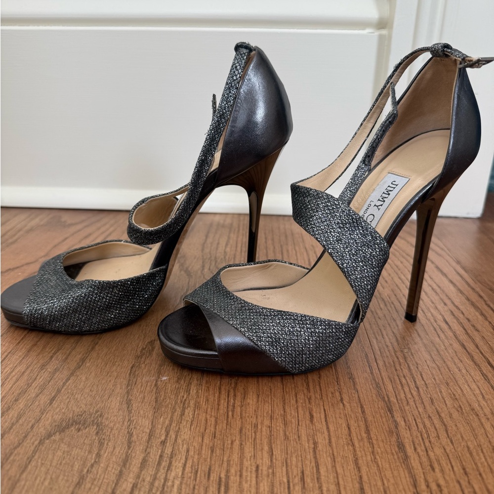 Jimmy Choo Elegant Black and Silver Heels